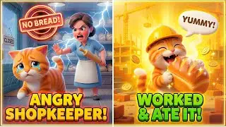 Poor Cat Works Hard Construction Job To Buy Bread! 🧱😿