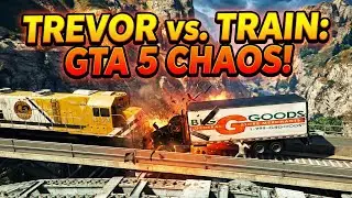 Trevor vs  Train Insane Truck Jump On Tracks Bridge Stunt