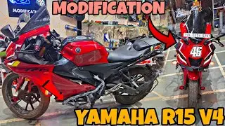 Beautiful Looking YAMAHA R15 V4 Budget Modification | Crash Guard | SKD Originals @rajubhaiskd