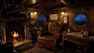 Cozy Night Aboard the Black Pearl | Jack Sparrow&rsquo;s Fireplace | Ocean Waves & Crackling Fire Sounds
