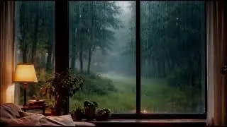 Rain Sounds for Deep Sleep 🌧️ Cozy Bedroom Window, Candlelight & Forest Rain