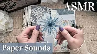ASMR Decorating a Vintage Journal 💙 Antique Blue Journal Spread