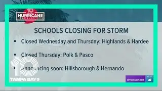 County-by-county list of Tampa Bay area school closures ahead of Tropical Storm Nicole