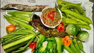 How to make Cambodian Vegetable Spicy Dip, #dip, #dippingsauces, #ទឹកគ្រឿង,#นำ้พริก, #authenticfood