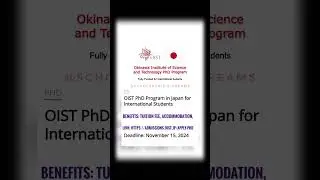 OIST PhD Program in Japan for International Students 2025 (Fully Funded)#scholarship #2024 #fyp