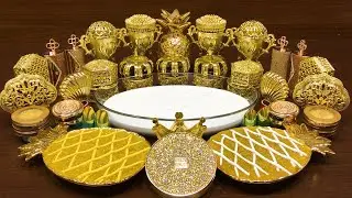 GOLD PINEAPPLE Slime ! Mixing Random Things into GLOSSY Slime | Satisfying Slime Videos #746