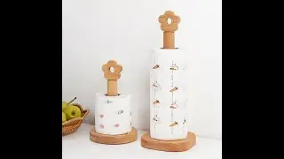 Japanese style kitchen paper towel rack vertical wooden storage roll paper rack