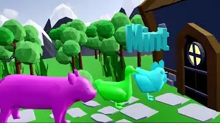 Animals Wild West Cartoon Crossing Game with sheep Cartoon Duck Pig Cow