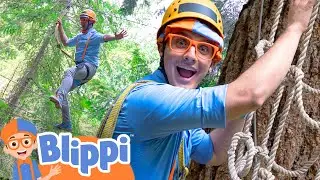 Can Blippi Fly on a Zipline? - Blippi | Educational Videos for Kids