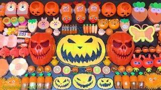 Halloween Orange Slime ! Mixing Makeup and Clay into Store Bought Slime! Satisfying Slime 1802