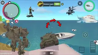 Rope Hero: Vice Town - (Heavy Transformer Tank Robot Load on Small Boat) Robot Tank Fight Police Car