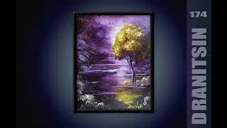 Painting a Gold Tree and Purple Landscape: Oval Brush Blending Masterclass