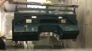 Land Rover Series 3 bulkhead after painting marine blue