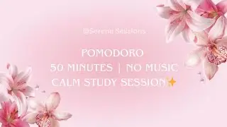 50 Minute Pomodoro Study Session | No Music | Deep Focus & Calm Aesthetic
