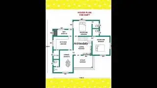1350sqft modern homeplan with 2bhk, stair, dining. #shorts P N-124