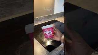 Using the pink stuff removes most stains in my stove top #cleaningtips#kitchentips#cleaning