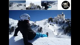 photocomposition du skieur et du ch&acirc;teau  avec GIMP