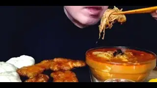ASMR MUKBANG, Mala Soup, Guo Ba Rou, and Dumplings, 마라탕, 꿔바로우 및 만두