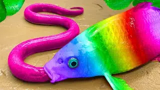 Mancing ikan hias, ikan lele, ular pelangi, katak raksasa/ ASMR Stop Motion Memasak Primitif