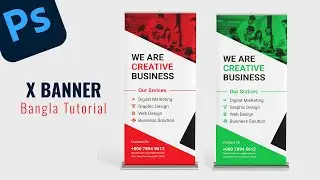 Pull Up Banner Design in Photoshop I Bangla Tutorial || X-banner