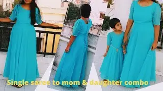 Plain georgette saree to long gown kurta tamil/ plain saree to long dress cutting & stitching part 2