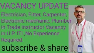 Verious Trade Instructor Requirment In U.P. I.T.I. VACANCY UPDATE AUGUST 2025