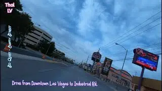 Drive from Downtown Las Vegas to Industrial Rd. behind Strip & I-15 freeway I So quiet Empty street