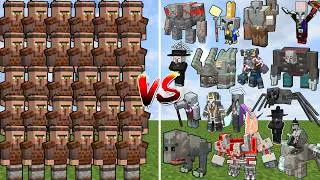 VILLAGER ARMY vs ALL ILLAGER BOSSES | Minecraft Mob Battle