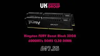 Kingston FURY Beast Black 32GB 6000MTs DDR5 CL30 DIMM Desktop Memory.