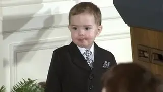 Marine at White House Tries to Corral Boy Before Ceremony