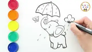 How to Draw a Baby Elephant | HowtoDrawKidsTutorial