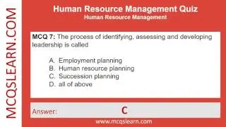 Human Resource Management Quiz Answers PDF | Human Resource Management MCQ Quiz Questions e-Book App