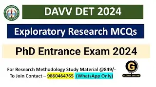 Exploratory Research MCQs | PhD Entrance Exam | DAVV DET 2024 |