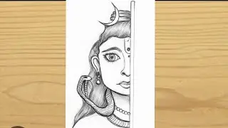 How To Draw Lord Shiva Falf Face Drawing | Easy Tutorial For Beginners | Mahadev Drawing | Drawing 