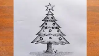 Christmas Tree Drawing / How to Draw a Christmas Tree Easy Step by Step / Christmas Drawing 