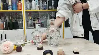 skull glass liquor bottle