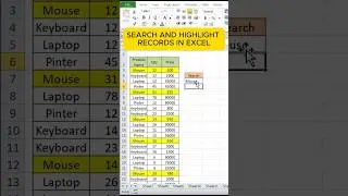Search and Highlight Records in excel | excel | #excel #exceltips #shorts