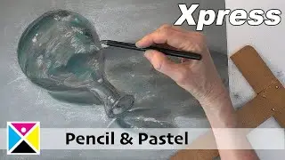 Draw Glass! Fun with Mixed Media on Toned Blue Paper.