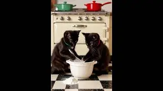 Perseus & Loki the Black Kittens Bake a Cake 🐾🍰 | Cute Cats Making a Mess! #kittens  #baking