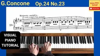 G.Concone Etude No.23 Op.24 from 25 Melodic Studies. Easy and Progressive. Piano Tutorial