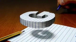 3D Trick Art On Line Paper, Floating Letter G