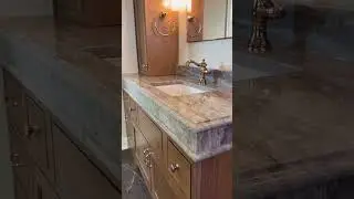 Natural gray stone + warm wood = timeless #countertops #stonecountertops #granitecounters #quartzite