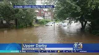 Flash Flooding Causes High Waters On Upper Darby Streets
