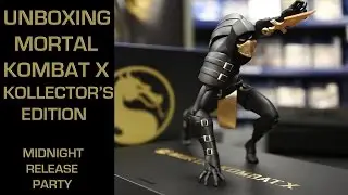 Mortal Kombat X Kollector's Edition unboxing- Midnight release party - gamestop