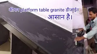 Kitchen platform Z black granite design #kitchen platform granite installation#youtube video#skills