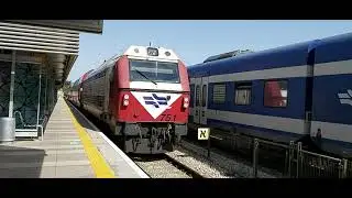 רכבת לכרמיאל חולפת ברציף 2 ורכבת לנהריה נכנסת ויוצאת מרציף 2 ורכבת למודיעין מרכז נכנסת ויוצאת רציף 1
