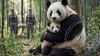A panda cub begs for help to save its mother from a steel fence.&rdquo;
