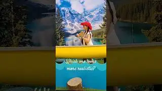 Which one looks more realistic? Alberta themes #alberta #rockymountains#lakelouise#yyc#vlog#vlooger