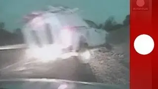 Dash cam video: Flying truck almost kills state trooper in Iowa
