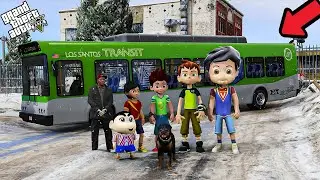 GTA 5 : Franklin & Shinchan Most Expensive Bus Road To Trip in GTA 5